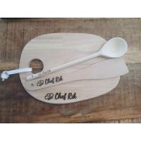 Houten serveerplank met eigen tekst groot