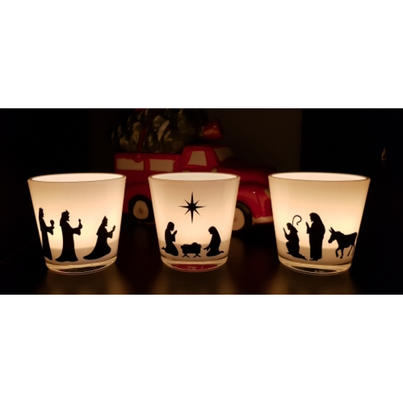 Kerststal waxinelichtjes