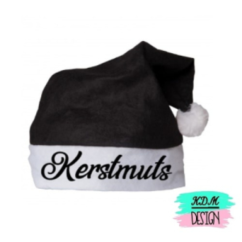 Zwarte kerstmuts met naam