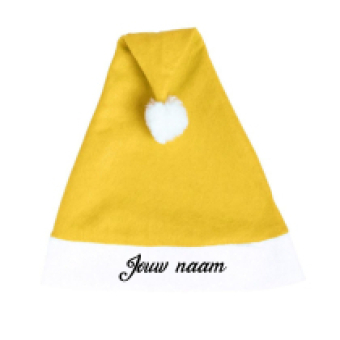 Gele kerstmuts met naam