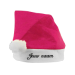 Neon roze kerstmuts met naam