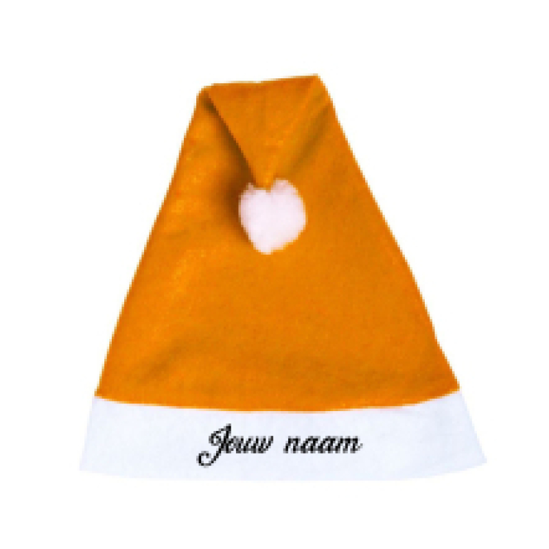neon oranje kerstmuts met naam