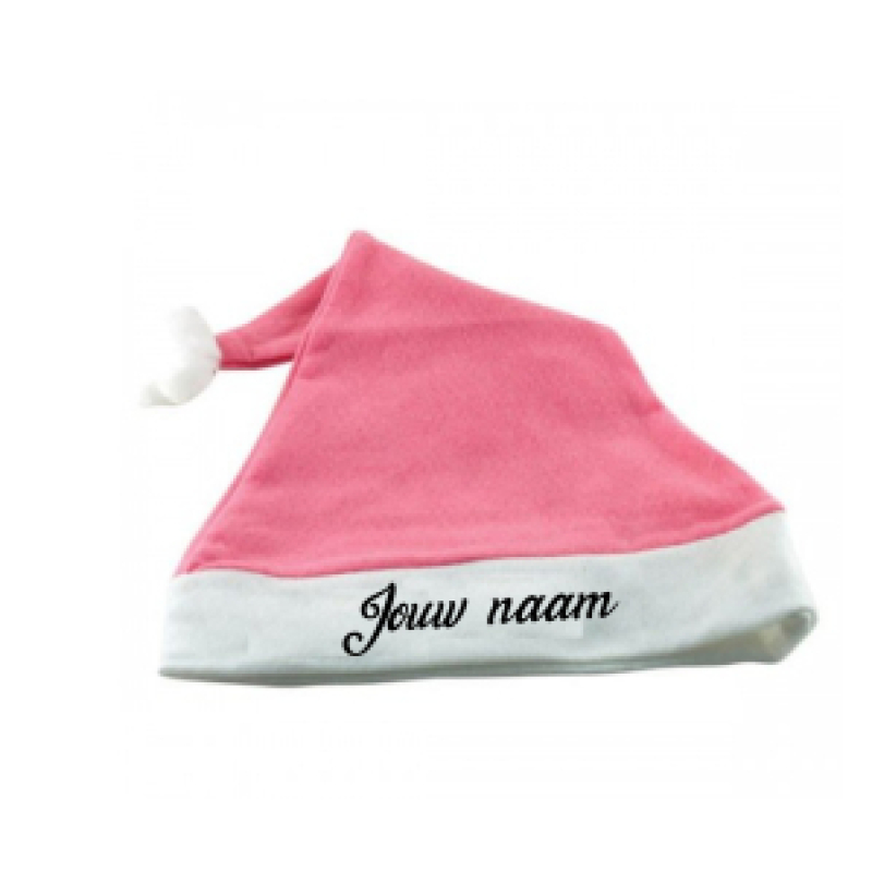 Roze kerstmuts met naam