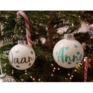 naamsticker kerstbal