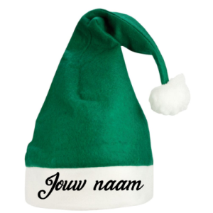 Groene kerstmuts met naam