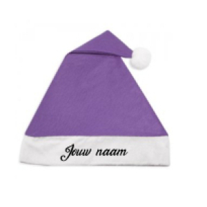Paarse kerstmuts met naam