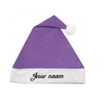 Paarse kerstmuts met naam
