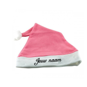 Roze kerstmuts met naam