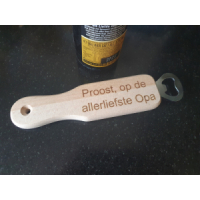 Houten opener met tekst