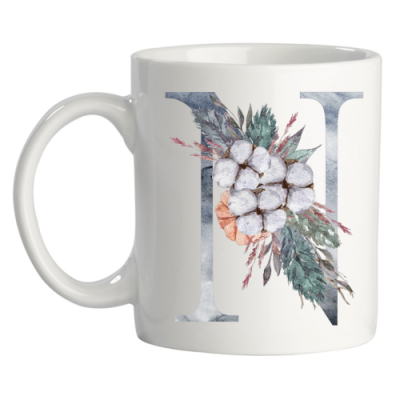 Letter mok met bloem Letter mok met bloem