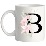 Letter mok met roze roos