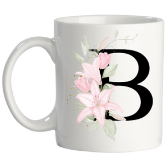 Letter mok met roze roos