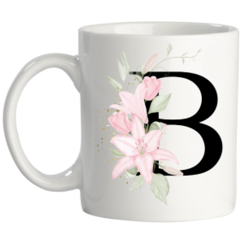 Letter mok met roze roos