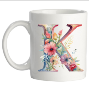 Letter mok met bloem