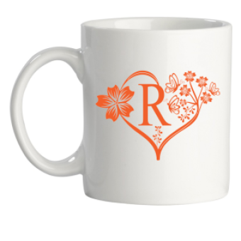 Lettermok hart en bloem met naam