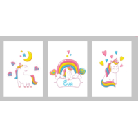 Digitale Posterset Eenhoorns met Naam