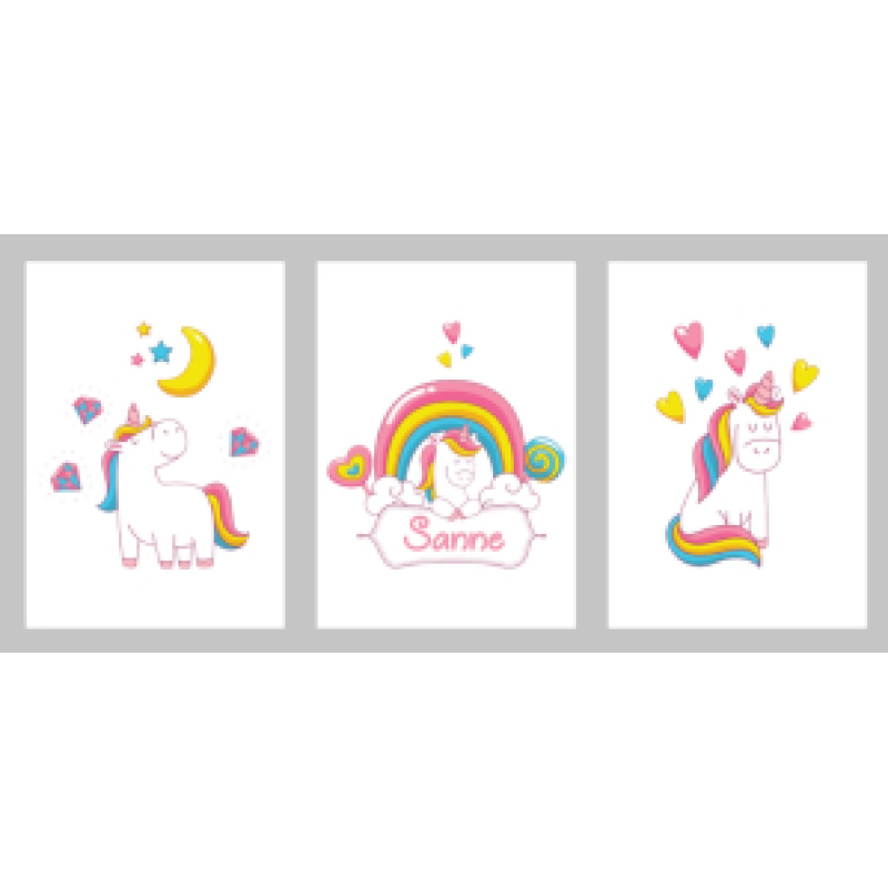 Digitale Posterset Eenhoorns met Naam
