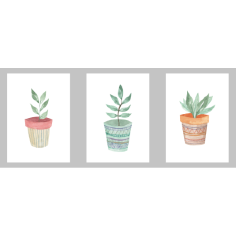 Digitale posterset watercolor planten