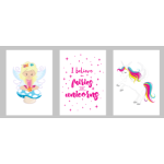 Digitale posterset met eenhoorn en elfje