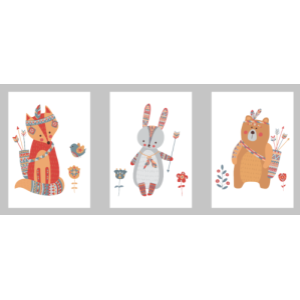 Digitale posterset Indianen dieren